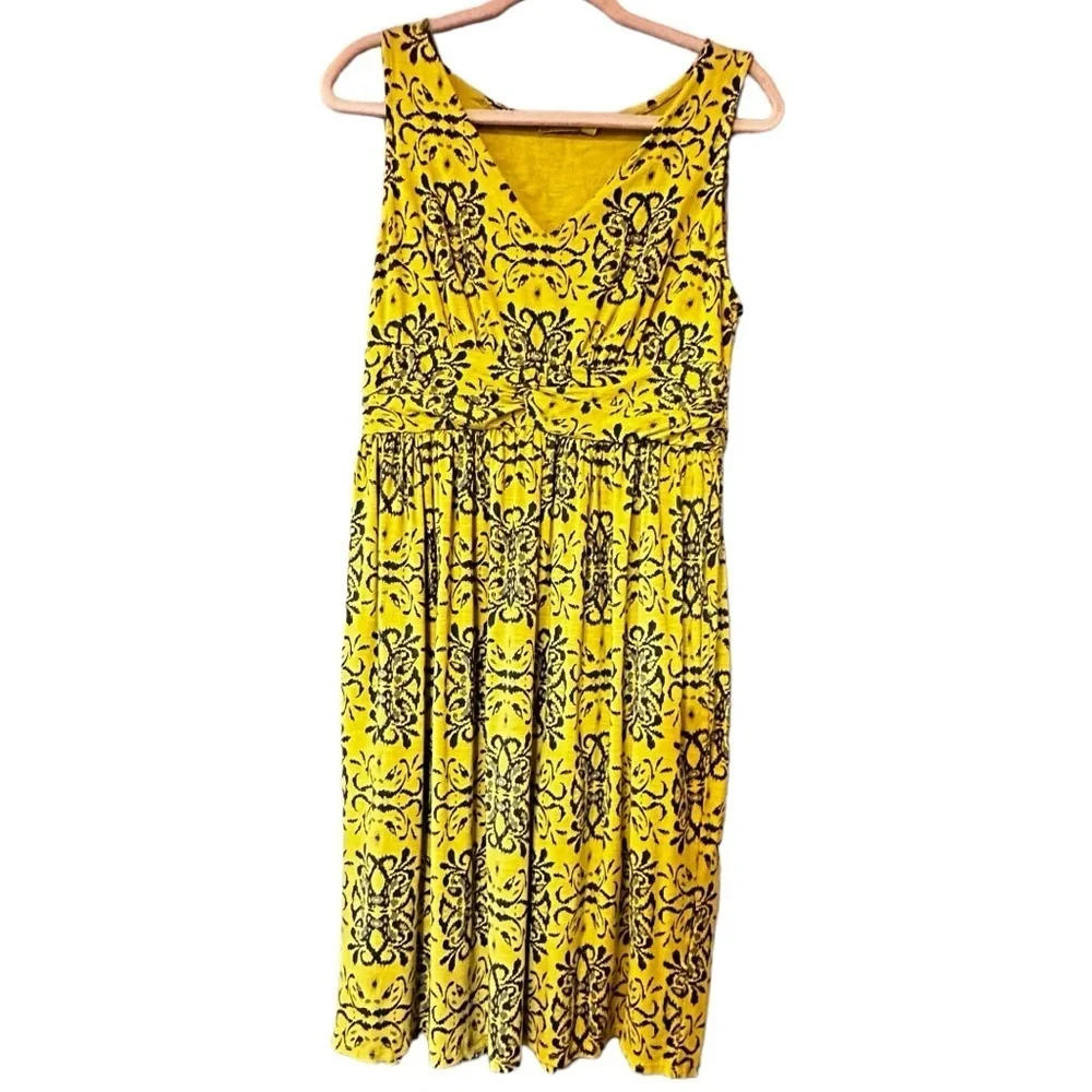 ๐ด5 for $40 SALE!
Fresh Produce chartreuse, batik, midi-dress, w/pockets sz M - Picture 1 of 11